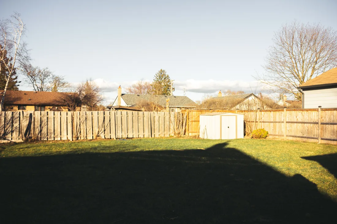 A Front Range back garden bounded by a timber fence